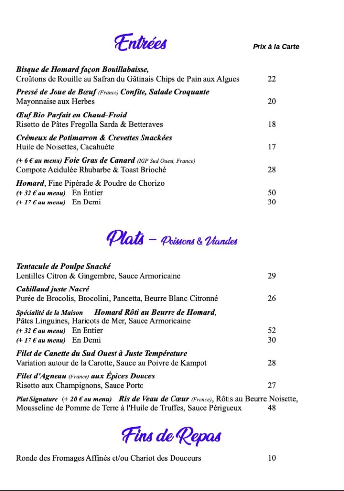 menu octobre